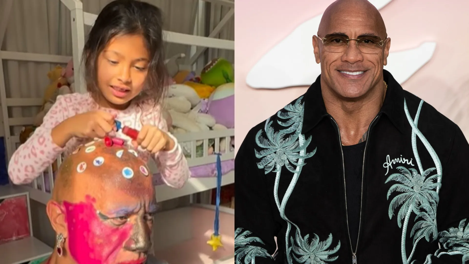 Dwayne Johnson encanta as redes com vídeo das filhas o maquiando