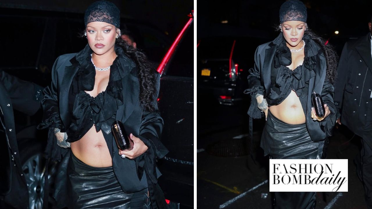 Rihanna usava um visual preto de Ann Demeulemeester para a festa da Met Gala