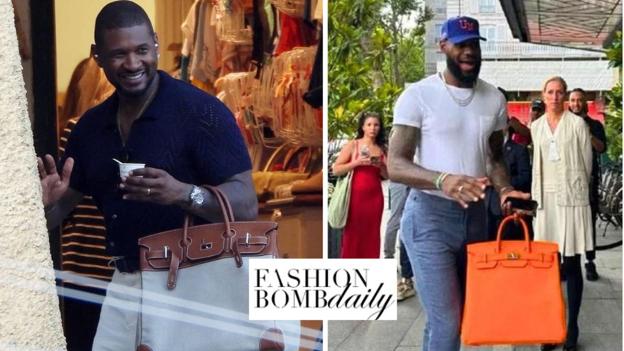Homens de bomba de moda: Usher e LeBron James fotografados com bolsas de 'Murse' de Tan e Orange Hermes