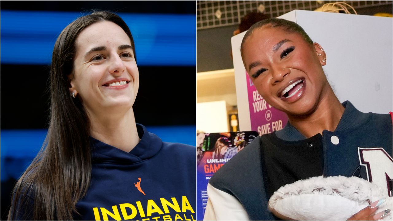 Caitlin Clark de brincadeira chamou Jordan Chiles por usar um chapéu de Dallas Wings para seu jogo WNBA