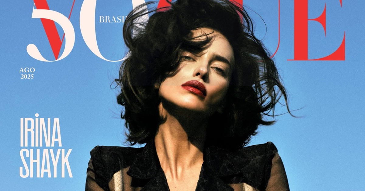 Momento de capa de Irina Shayk para Vogue Brasil
