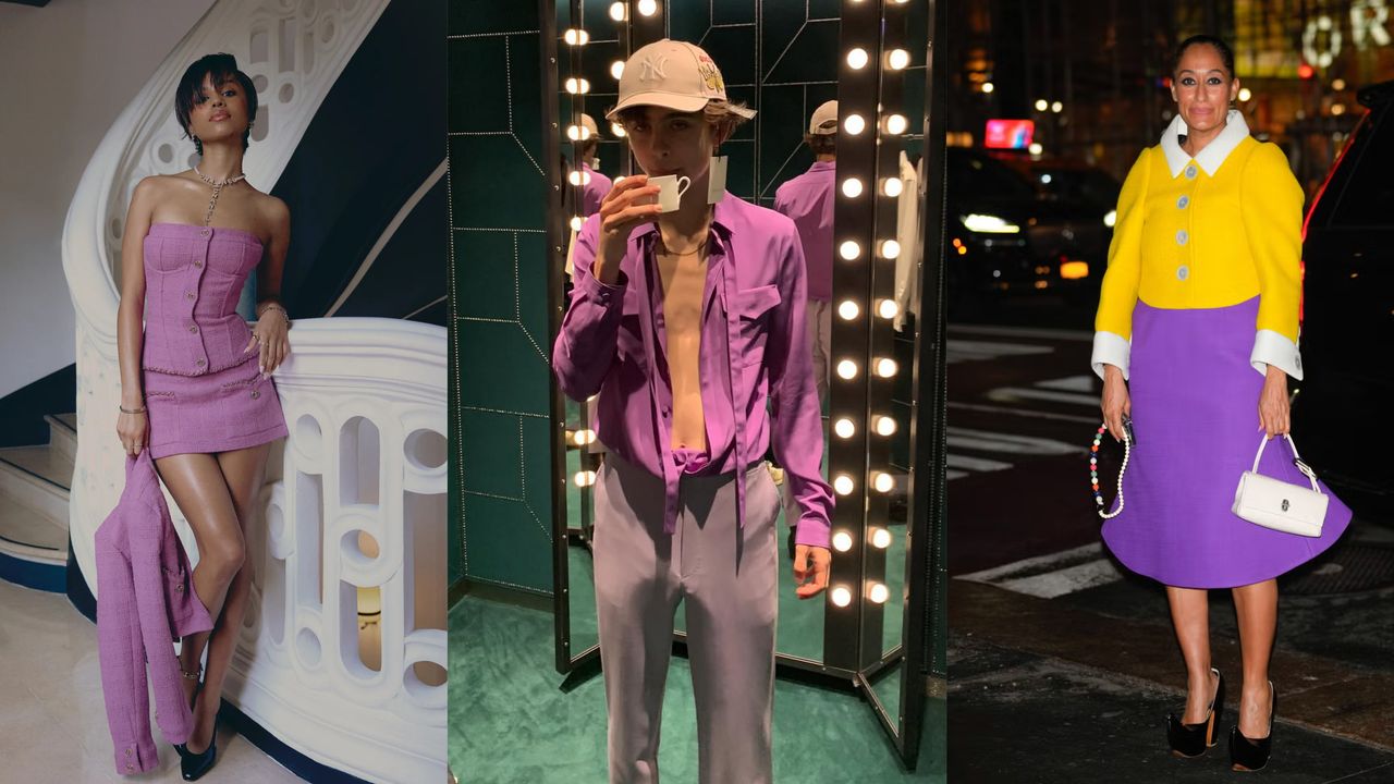 Glam, fácil, um pouco desprezível: o roxo elétrico é a cor do outono para assistir