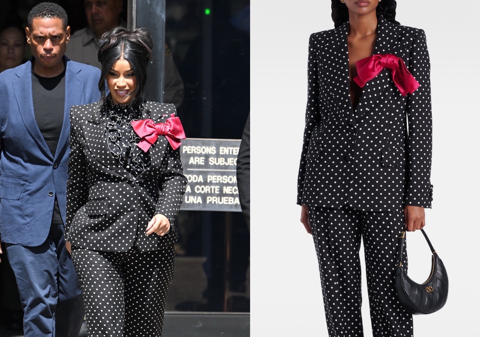 Cardi B aborda rumores de gravidez em julgamento civil em trajes de bolinhas Valentino