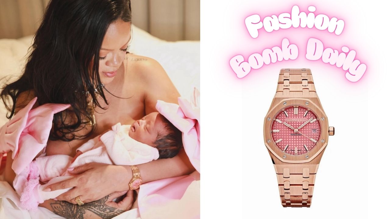 Rihanna estreia sua filha Rocki Irish Mayers usando um Audemars de ouro rosa Piguet Royal Oak Watch