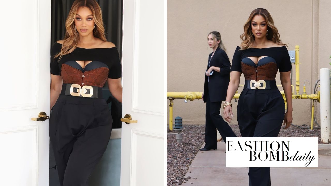 Tyra Banks arrasa em um look fashion preto e marrom da Amazon para o Amazon Stylist Creators Day