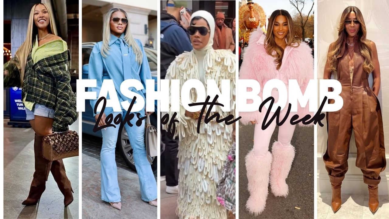 Os melhores looks fashion da semana: Savannah James em uma camisa xadrez verde Natasha Zinko, Claire Sulmers em um top azul MSO Lagos, Teyana Taylor em um casaco creme Moncler X Jill Sander e mais!