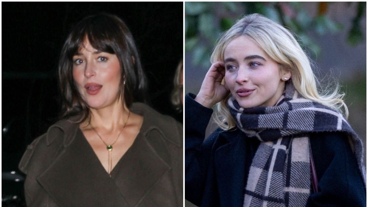 Dakota Johnson e Sabrina Carpenter provam que o melhor casaco do inverno precisa de uma bolsa cor de vinho