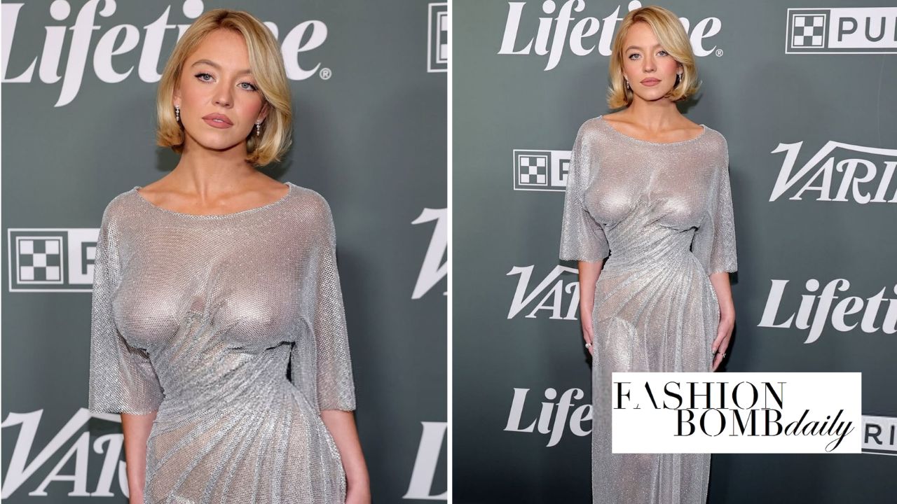Sydney Sweeney usou um Christian Cowan prateado e Elias Matso vestido no evento Variety Power Women