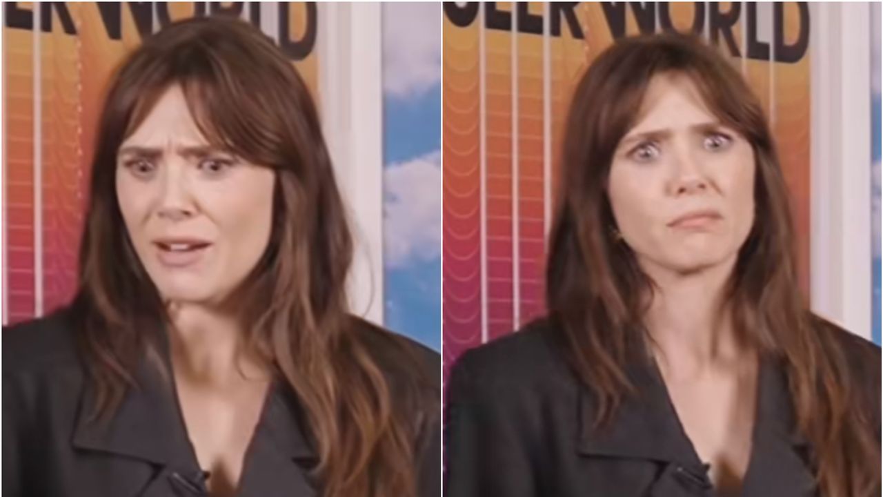 Elizabeth Olsen ficou irritada ao apoiar Mary-Kate e Ashley Olsen em um novo vídeo