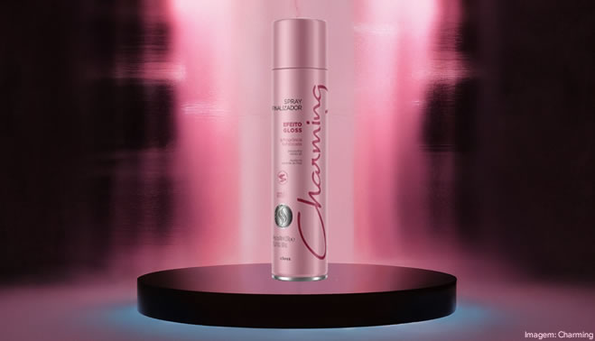 Charming lança spray de brilho com acabamento luminoso e efeito instantâneo
