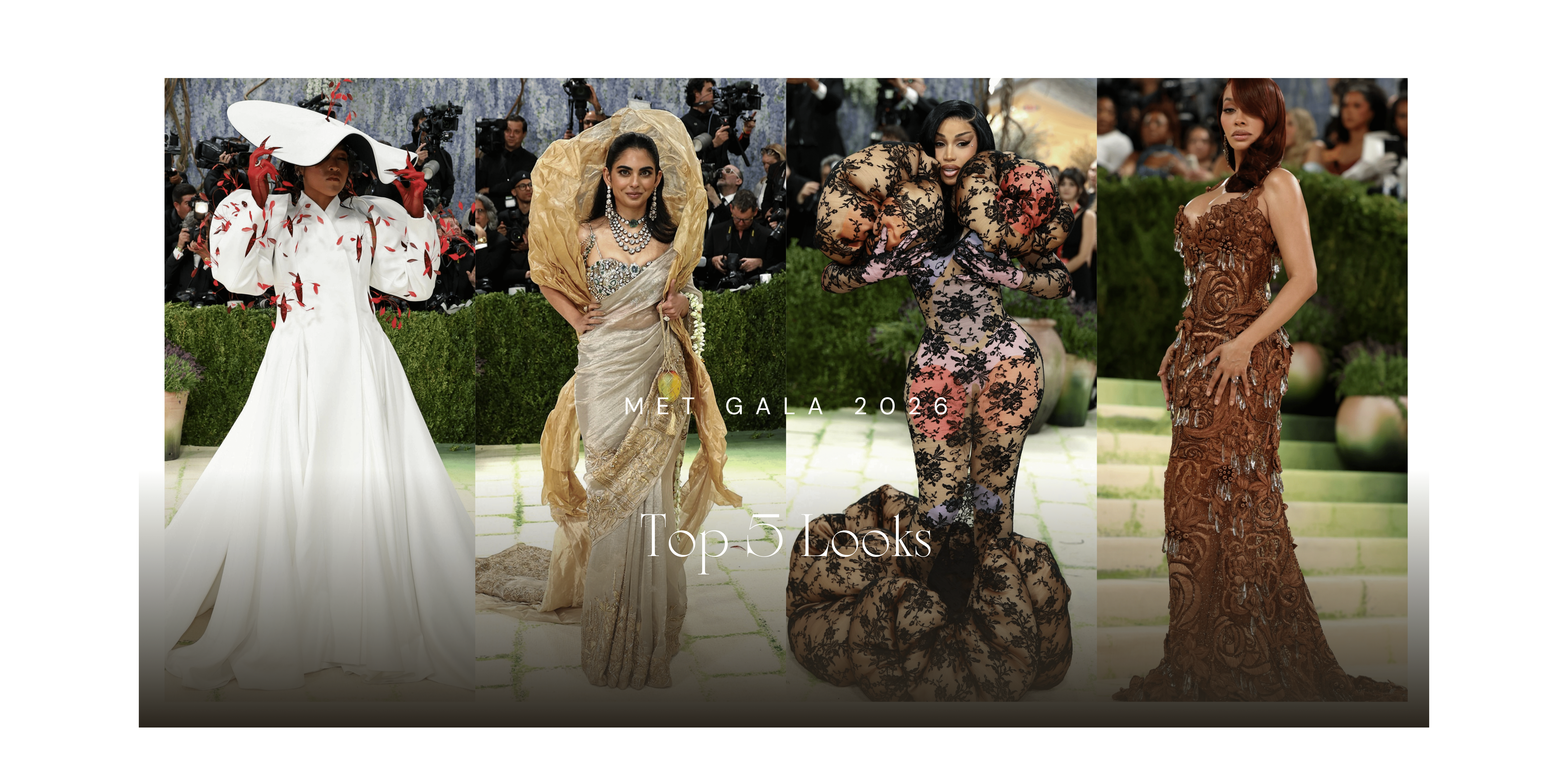Os 5 melhores looks do Met Gala 2026: Isha Ambani em Gaurav Gupta, Cardi B em Marc Jacobs, Naomi Osaka em Robert Wun, Beyoncé em Olivier Rousteing e muito mais!