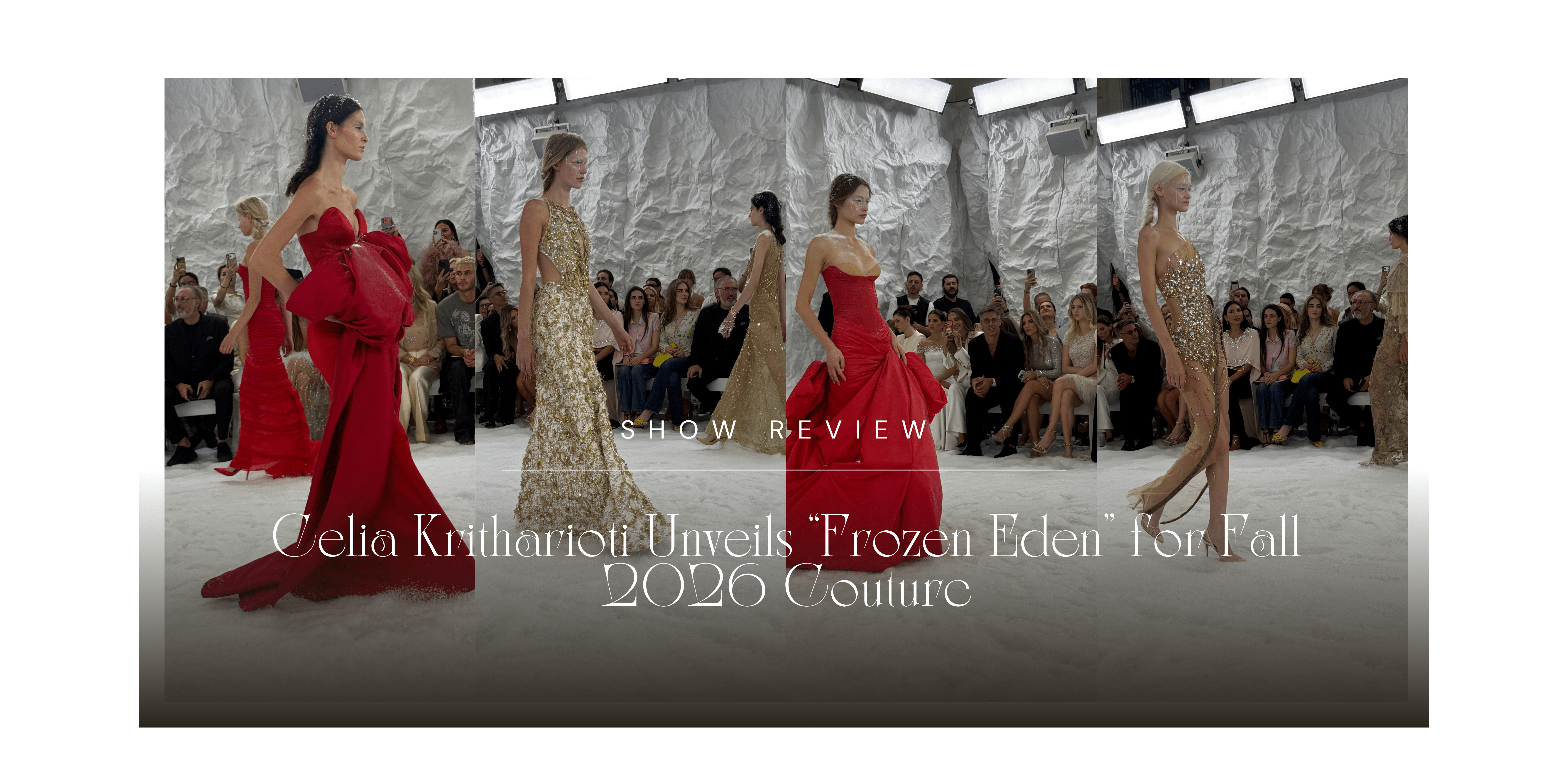 Celia Kritharioti revela “Frozen Eden” para a alta-costura do outono de 2026, e Jennifer Lopez interrompe o desfile antes mesmo de começar