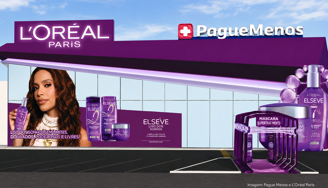 L'Oréal Paris e Pague Menos promovem ação de retail media com loja envelopada em Fortaleza